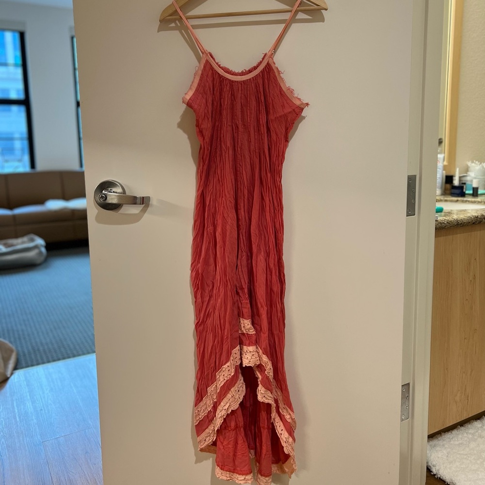 Free People - pink cotton high low dress